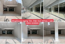 Shophouse mặt tiền rộng 12.5m2 có thể ngăn ra làm 2 mặt bằng. Diện tích 147m2, thiết kế 1 sàn, mua trực tiếp
