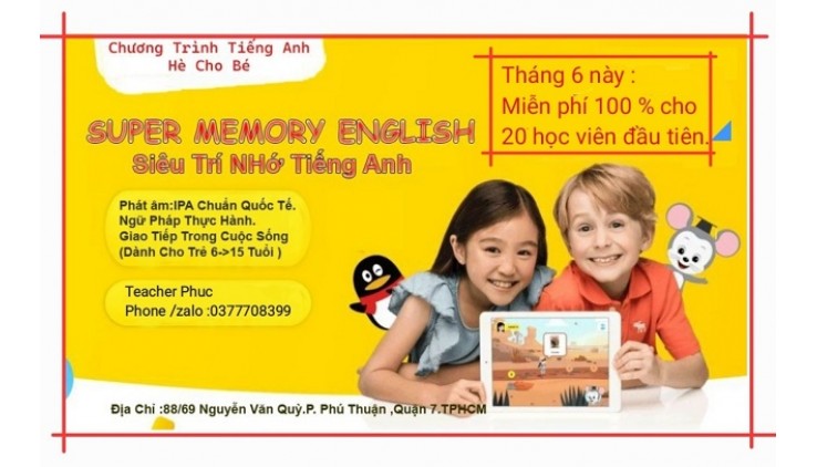 Chương trình Tiếng Anh Hè Cho Bé