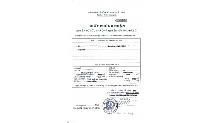 Bán đất, nhà cấp 4, nhà nát (5,5 x 18) Phường 11, Gò Vấp
