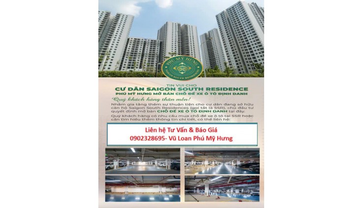 Bán ô đậu xe dự án Saigon South Residence Phú Mỹ Hưng. Mua trực tiếp chủ đầu tư- Sở hữu lâu dài