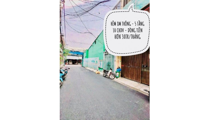 NGAY ĐHCT - GẦN AEON MALL - HẺM 7M SÁT MẶT TIỀN- DÒNG TIỀN HƠN 30TR - 5 TẦNG 10CHDV GIÁ NHỈNH 8TỶ