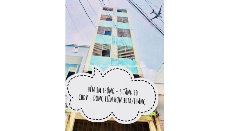NGAY ĐHCT - GẦN AEON MALL - HẺM 7M SÁT MẶT TIỀN- DÒNG TIỀN HƠN 30TR - 5 TẦNG 10CHDV GIÁ NHỈNH 8TỶ