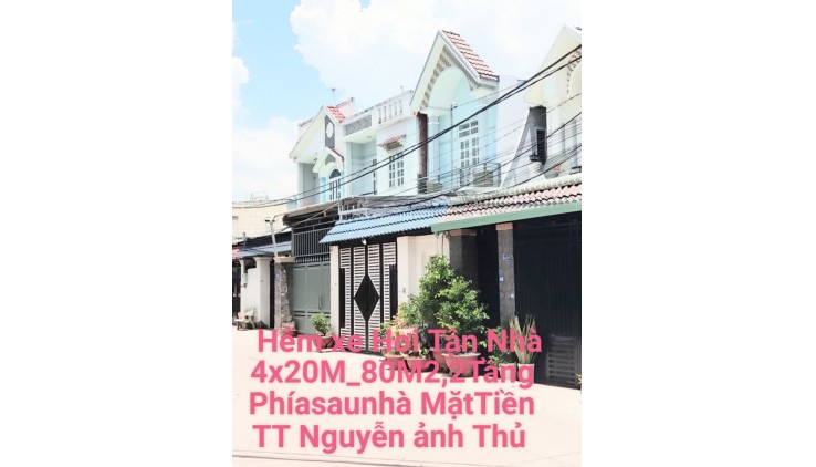 HẺM XE HƠI TẬN NHÀ 4x20M Sát MẶT TIỀN Nguyễn Ảnh Thủ Tân Chánh Hiệp Q.12