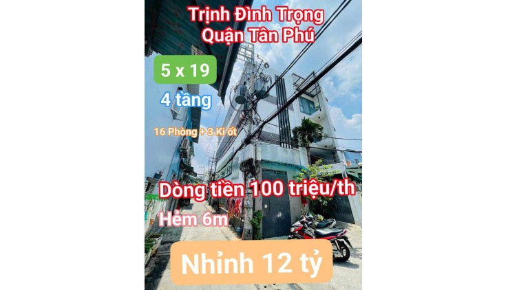 CHDV gần 100 tr/ th, HXH Gần Âu Cơ Tân Phú - 93m2 - 19 ph, hơn 12 tỷ