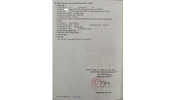 BÁN NHÀ CHÍNH CHỦ MẶT TIỀN VĨNH VIỄN, PHƯỜNG 4, QUẬN 10, TPHCM, GIÁ LÀ 23 TỶ