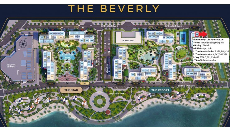 Căn hộ 2pn tại The Beverly, giá dưới 5 tỷ sở hữu ngay tầm view sông Đồng Nai 360 độ. LH 0964340640