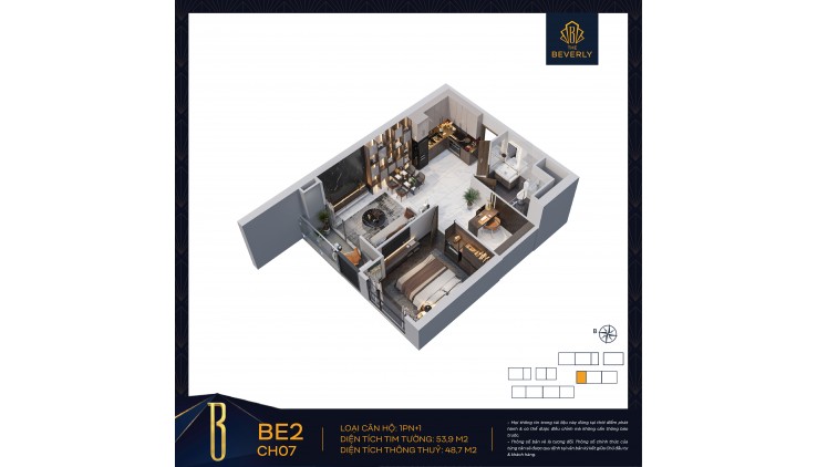 Độc quyền căn hộ Beverly 1pn+, tầng cao view sông Đồng Nai, chỉ 3 tỷ 4. LH 0964.340.640 Bảo Ân