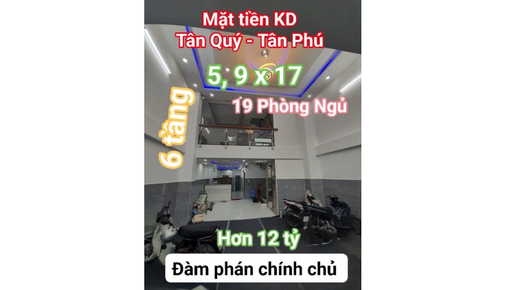Mặt tiền Tân Quý - Tân Phú - CHDV 19 phòng 100 tr/tháng, 6 tầng, hơn 12 tỷ