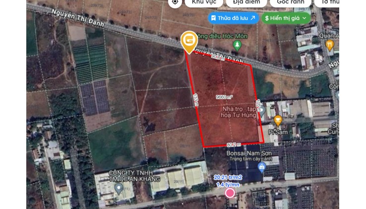 Bán đất lớn mặt tiền Nguyễn Thị Đành, 9.310m2, xã Xuân Thới Sơn, Hóc Môn