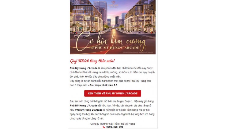 Chủ đầu tư mở bán tòa nhà L'Arcade Phú Mỹ Hưng giá tốt nhất giỏ hàng. Nhận báo giá chi tiết ngay