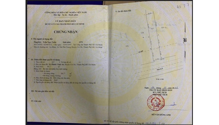Đất Đẹp - Giá Tốt - Chính Chủ Bán lô đất tại Đường Tỉnh lộ 8, Xã Phước Vĩnh An, Củ Chi, HCM