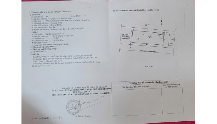 Căn Hộ Đẹp - Giá Tốt - Chính Chủ Cần Bán nhanh căn chung cư Cây Mai vị trí tại quận 11, TPHCM
