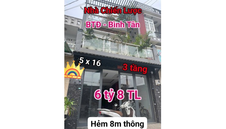NHÀ 3 TẦNG 80M2 - 5X16 - CHIẾN LƯỢC - BÌNH TÂN - NHỈNH  6 TỶ 5