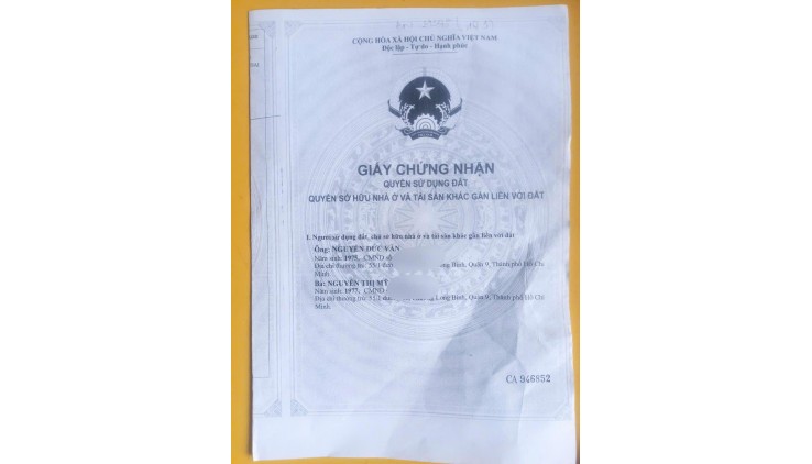 CHÍNH CHỦ Bán Nhà 1 Trệt 1 Lầu Tại Phường Long Bình (Quận 9 cũ), Thành phố Thủ Đức