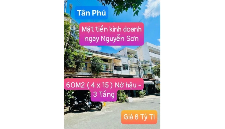 MẶT TIỀN KINH DOANH NGAY KHU BÀN CỜ HỌ LÊ - KỀ NGUYỄN SƠN - 60M2 - 3 TẦNG GIÁ 8 TỶ TL