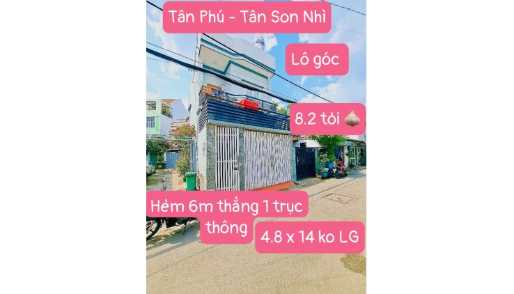 NHÀ ĐẸP LÔ GÓC - HXH THÔNG THẲNG 1 TRỤC - 2 TẦNG - N4.8*14 - Full NT CHỈ 8.2 TỶ TL
