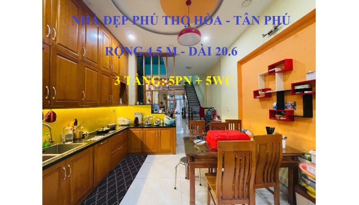 NHÀ ĐẸP - 3 TẦNG - 5PN - 84M2 - PHÚ THỌ HÒA - TÂN PHÚ - NHỈNH 8 TỶ