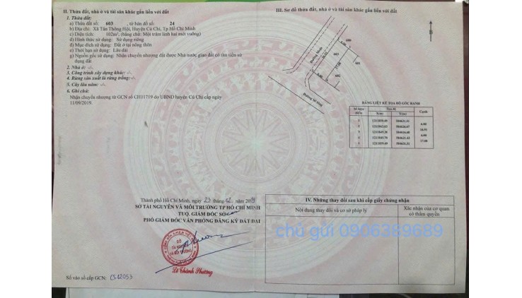 bán gấp lô đất góc 2 mặt tiền đường số 7  xã tân thông hội
