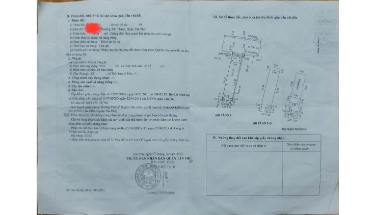 NHÀ CHÍNH CHỦ - GIÁ TỐT - Đường Yên Đỗ, Phường Tân Thành, Quận Tân Phú