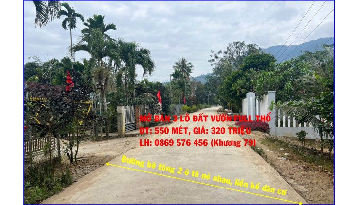 MỞ BÁN 3 LÔ ĐẤT VƯỜN GIÁP SUỐI TẠI KHÁNH VĨNH, KHÁNH HOÀ