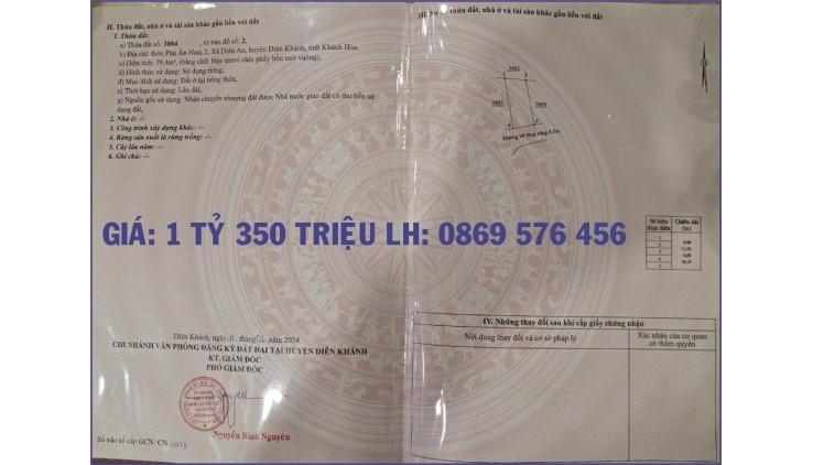 BÁN ĐẤT NỀN XÃ DIÊN AN, DIÊN KHÁNH, KHÁNH HOÀ