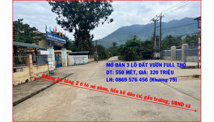 MỞ BÁN 3 LÔ ĐẤT VƯỜN GIÁP SUỐI TẠI KHÁNH VĨNH, KHÁNH HOÀ