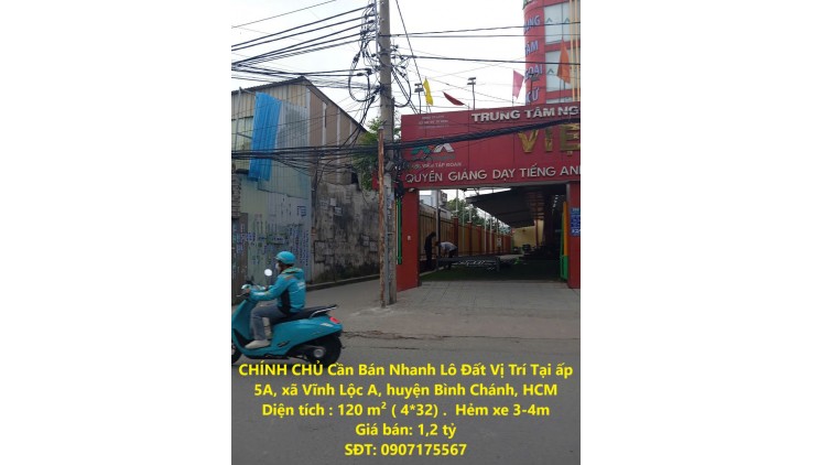 CHÍNH CHỦ Cần Bán Nhanh Lô Đất Vị Trí Tại ấp 5A, xã Vĩnh Lộc A, huyện Bình Chánh, HCM