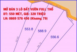 MỞ BÁN 3 LÔ ĐẤT VƯỜN GIÁP SUỐI TẠI KHÁNH VĨNH, KHÁNH HOÀ