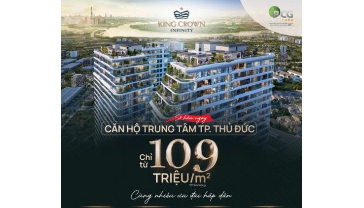 Bán căn hộ cao cấp TP Thủ Đức Võ Văn Ngân  cạnh TTTM Vincom KingCrown Infinity chỉ 109tr/m2