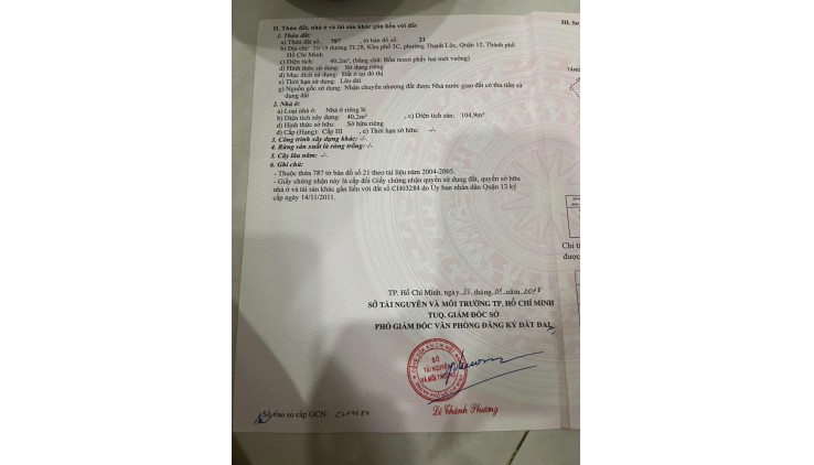 HOT HOT - CẦN BÁN GẤP CĂN NHÀ  ĐẸP Tại Phường Thạnh Lộc Quận 12, HCM