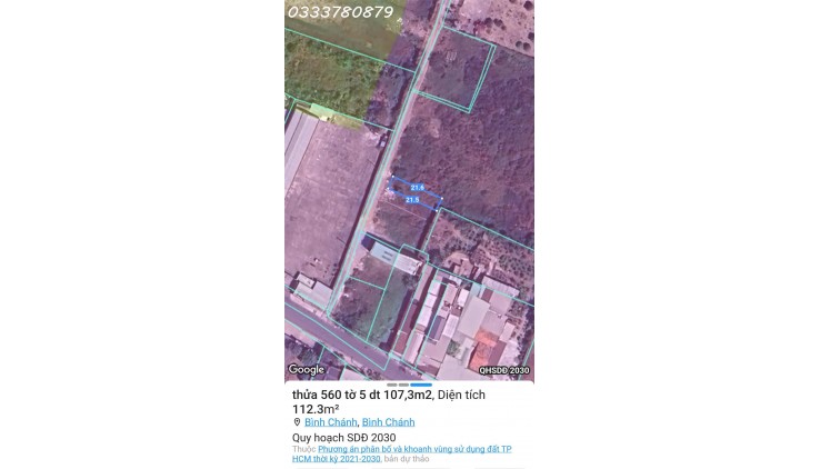 BÁN ĐẤT THỔ CƯ 107M2 GIÁ HỜI - HOÀNG PHAN THÁI - BÌNH CHÁNH - TP.HCM - 3.3 TỶ - SỔ HỒNG
