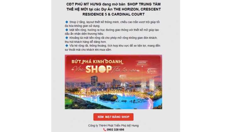Cần bán shophouse khối đế 1 trệt 1 lầu tại dự án Cardinal Court, mua giá gốc chủ đầu tư
