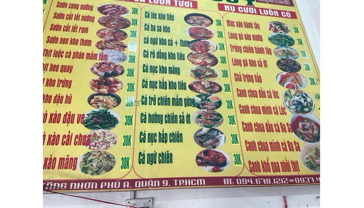 CẦN SANG NHƯỢNG QUÁN CƠM Mặt tiền đầu đường Man Thiện q9 tp Thủ Đức