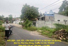 ĐẤT ĐẸP – GIÁ TỐT- CẦN BÁN LÔ ĐẤT VỊ TRÍ ĐẸP TẠI Đường Bến Cỏ, Phú Hòa Đông, Huyện Củ Chi, TP.HCM