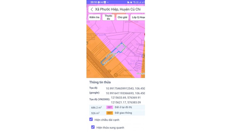 Kèo thơm 1212m2 Đất Mặt Tiền Phan Văn Khải Phước Thạnh Củ Chi Hồ Chí MInh có 12 tỷ x