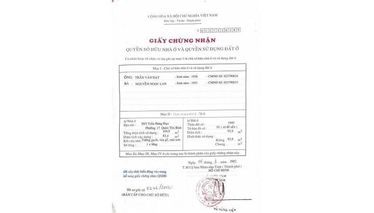 Nhà mặt tiền đường Trần Hưng Đạo Quận.Tân Phu 4.5 x21 4 tầng giá 14.9 99 tỷ