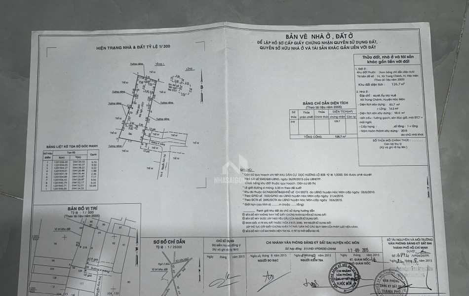 46/4R Xóm Bắp,Mỹ Huề,Trung Chánh,Hóc Môn - 126,7m2 - 5,4 tỷ có thương lượng